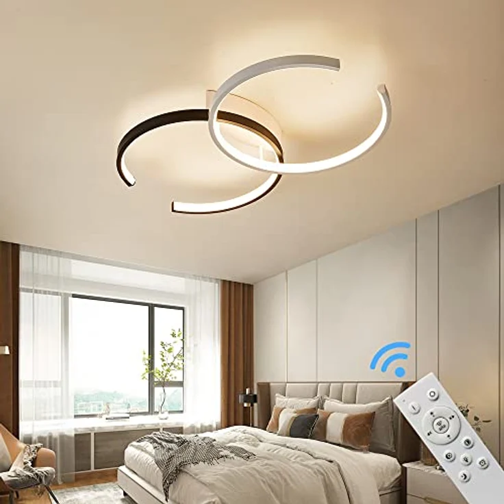 Eurotondisplay LED Deckenleuchte Deckenlampe SX87 mit Fernbedienung dimmbar weiß schwarz lackiert, 55x32cm – Bild 2