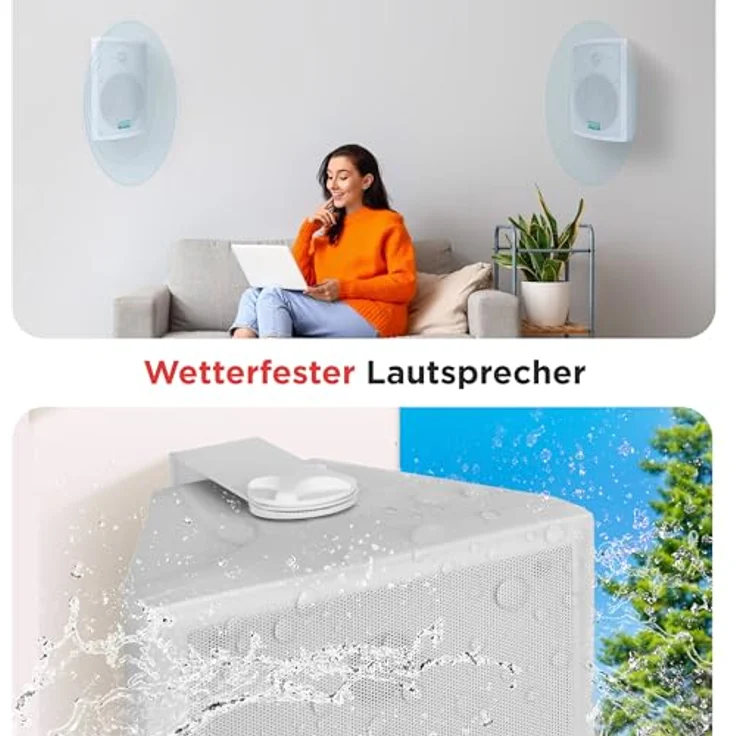 PyleHome PDWR63 16,5 cm in-/outdoor Wasserdicht auf Wand Lautsprecher Außenlautsprecher - 150 Watt - Elfenbein – Bild 4