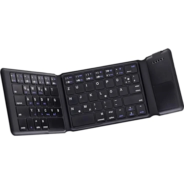 InLine Faltbare Bluetooth Tastatur mit Touchpad, kabellos, QWERTZ Layout, kompakt und leicht, schwarz, 55379B – Bild 1