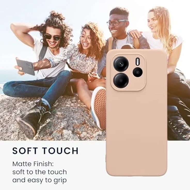 kwmobile Handyhülle kompatibel mit Xiaomi Redmi Note 14 4G - Flexible Silikon Schutzhülle in Coconut Swirl mit präzisen Ausschnitten für Kamera und Anschlüsse – Bild 4