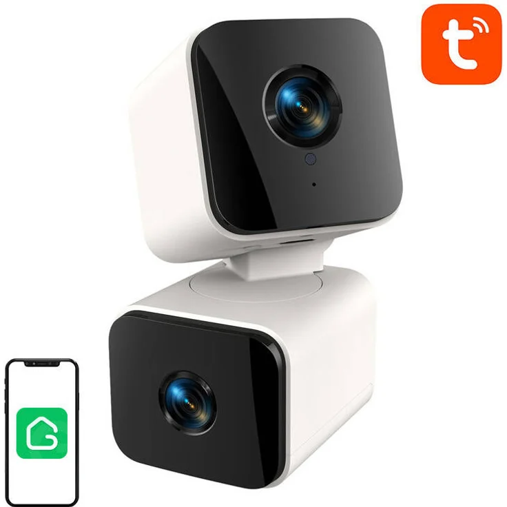 Gosund PC12 Dual Wireless IP-Kamera, 4 MP HD, Nachtsicht, Bewegungserkennungsalarm, Mikrofon, Neigung in zwei Richtungen, MicroSD-Steckplatz, IR 10 m, kein toter Winkel, Tuya Cloud, weiß/schwarz