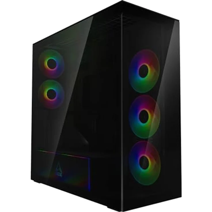 Arctic Cooling ACPCC00016A, Midi Tower PC-Gehäuse mit Sichtfenster, unterstützt ATX, Schwarz, Platz für bis zu fünf 120 mm Lüfter – Bild 1