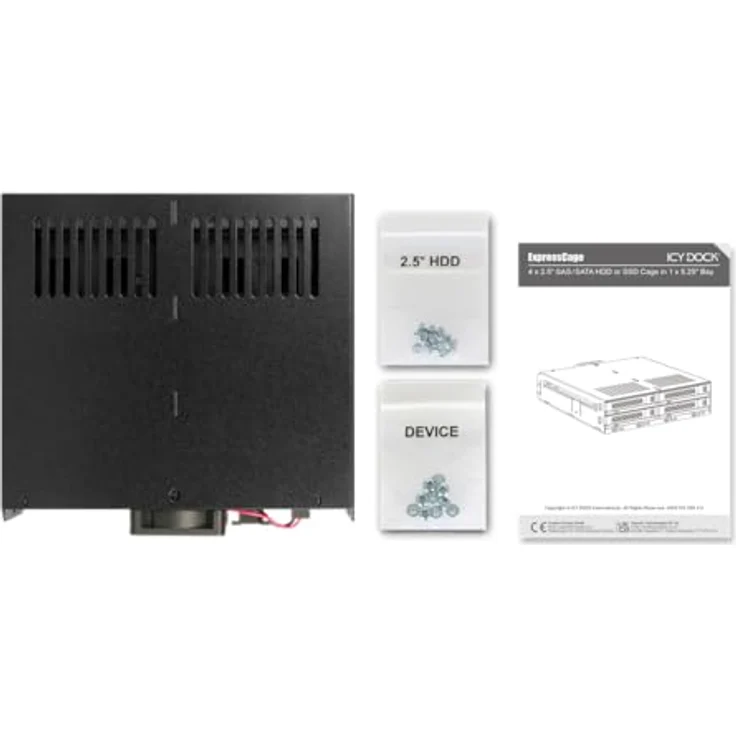 Icy Dock MB324SP-1B, HDD / SSD-Gehäuse für 4 x 2,5" SATA/SAS, Hot-Swap, schraubenlos, Schwarz – Bild 8