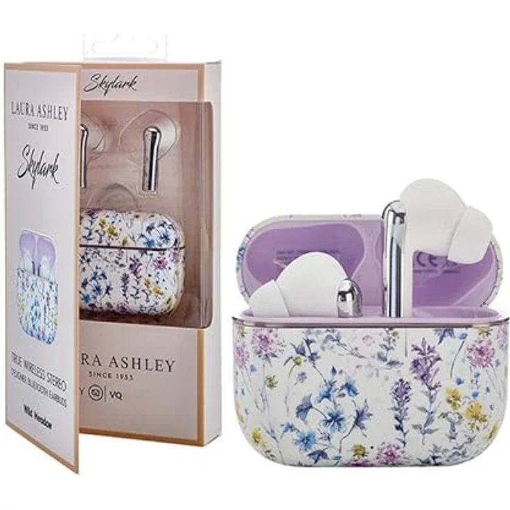Laura Ashley Kabellose Ohrhörer TWS 5.3 mit ENC, Bluetooth für iPhone & Android, Handgefertigter Design-Print, 8h Akkulaufzeit, USB-C Ladeport – Bild 1