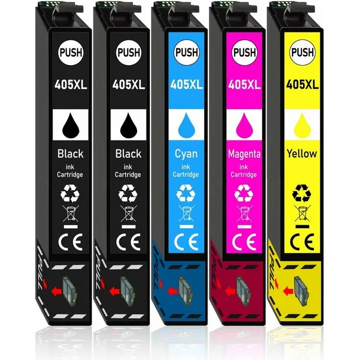 Druckerparadies 5er Pack Druckerpatronen 405 405XL kompatibel für Epson WF-4825 Tintenpatrone (5-tlg), brillante Farben, XL-Reichweite, Füllstandsanzeige, Schwarz/Cyan/Magenta/Gelb