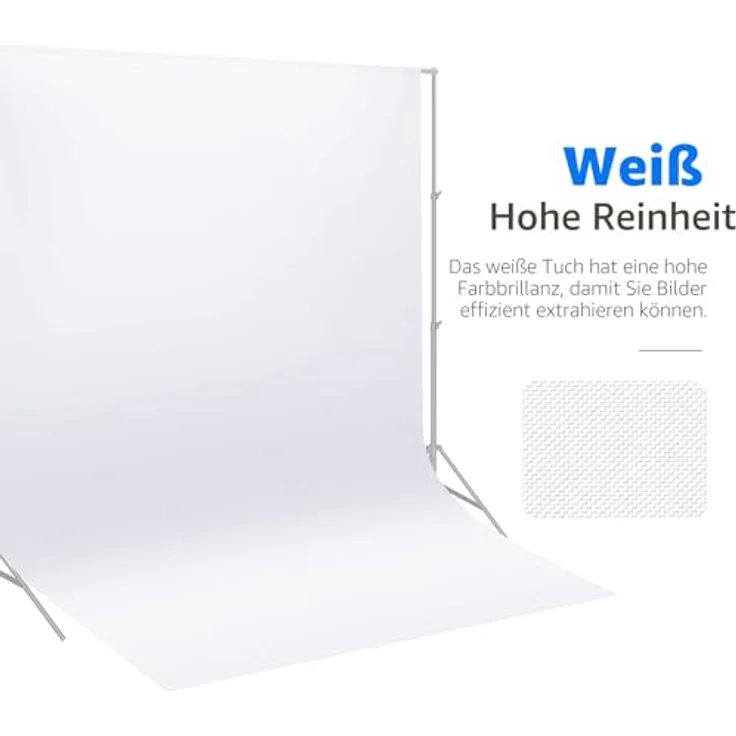 Neewer 10 x 12 ft/3 x 3.6 m Foto Studio 100% Chiffon Pure zusammenklappbar Hintergrund für Fotografie, Video und TV (weiß) – Bild 8