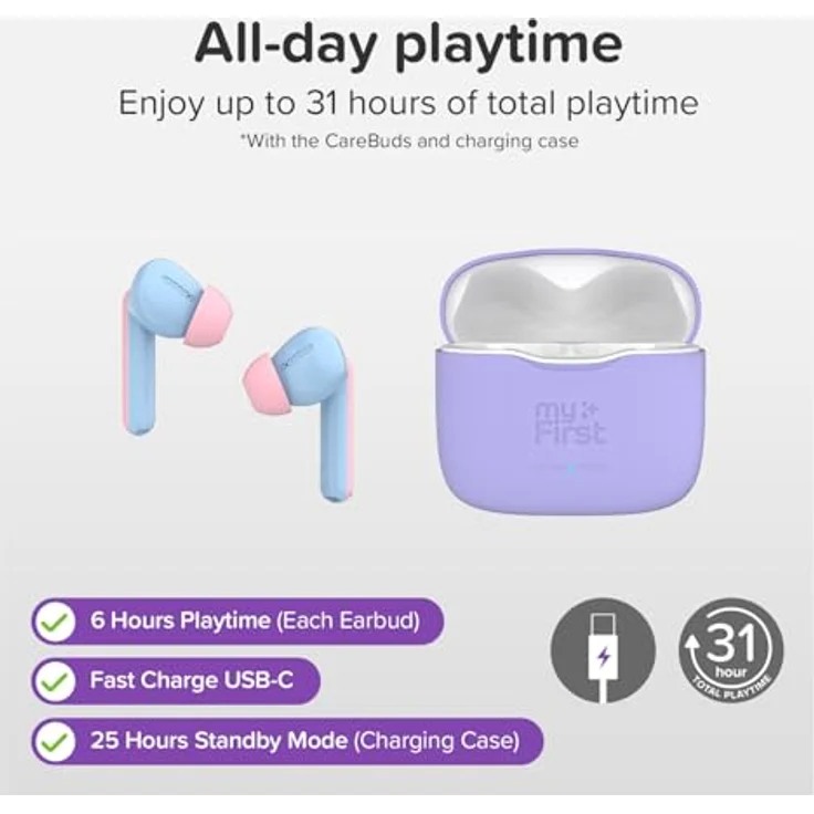 myFirst CareBuds Kinder-Kopfhörer, 85 dB maximale Lautstärke, Smart-Transparenz-Modus – Bild 7