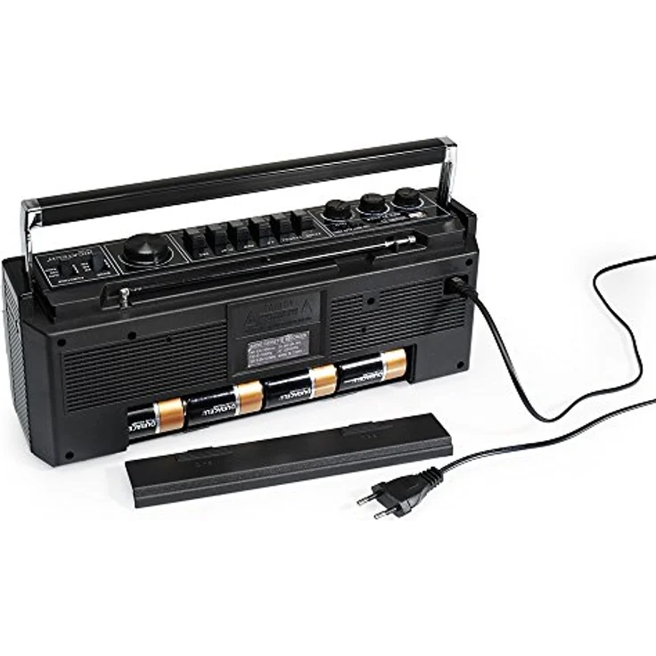 Ricatech PR 1980 Ghetto Blaster Boombox, Kassetten--Kassettenrekorder, AM-FM-SW 3-Band-Radio, Zwei 8-Watt-X-Bass-Lautsprecher, Sprachaufzeichnung mit Aufnahmemikrofon, Kopfhöreranschluss – Bild 6