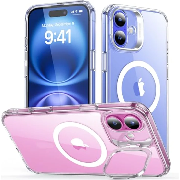ESR iPhone 16 Hülle mit MagSafe, robustem verstecktem Ständer, militärisch zertifiziertem Schutz, stoßfest und kratzfest, klar – Bild 1