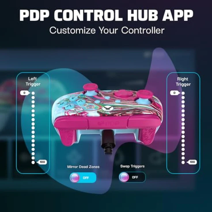 PDP Android Dreams Rematch Glow Advanced Wired Controller, Gaming Controller mit Leuchten im Dunkeln, Mehrfarbig für Xbox Series S, Xbox Series X, Xbox One S und PC – Bild 2