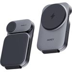 Aukey Induktions-Ladegerät MagFusion Z LC-MC312, 3A Qi2-zertifiziertes 3-in-1 Ladegerät mit Magnetanschluss für iPhone, Apple Watch und Airpods, ultradünn und faltbar