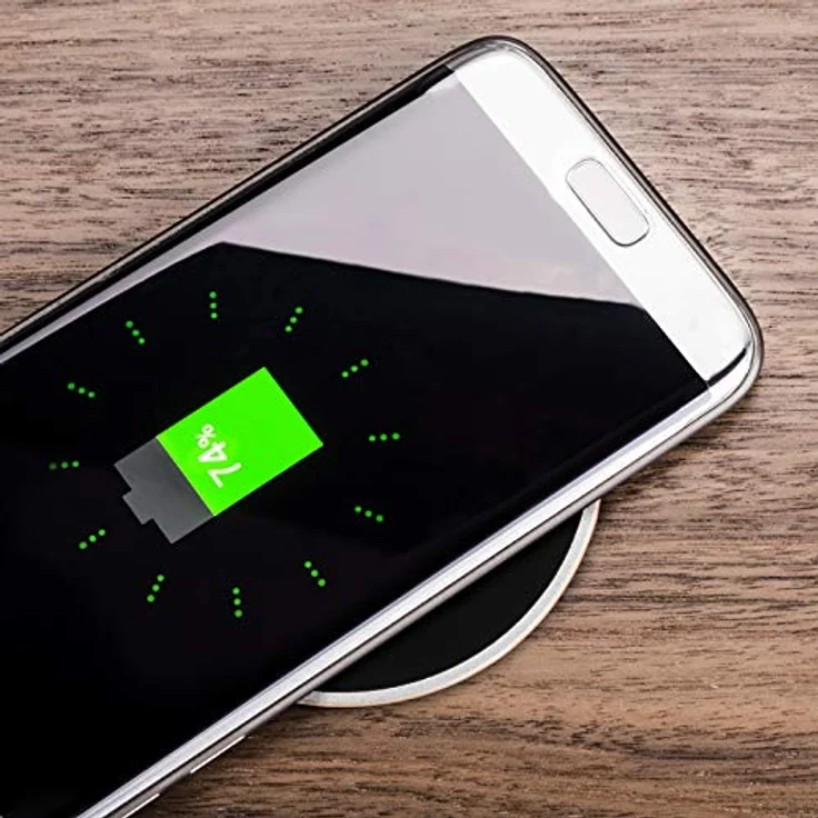 SOTECH Wireless Charger WLC-02, Induktionsladegerät für Qi-fähige Smartphones, Aluminiumlegierung schwarz, Ø 74 mm – Bild 2