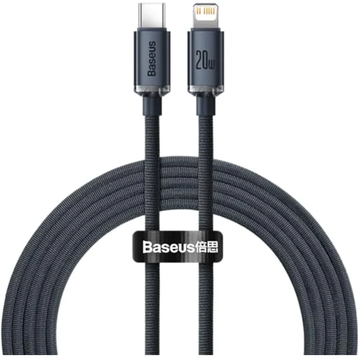 Baseus Crystal Shine USB Typ C auf Lightning Kabel, 20W Schnelllade- und Datenübertragung, 2m, schwarz – Bild 7
