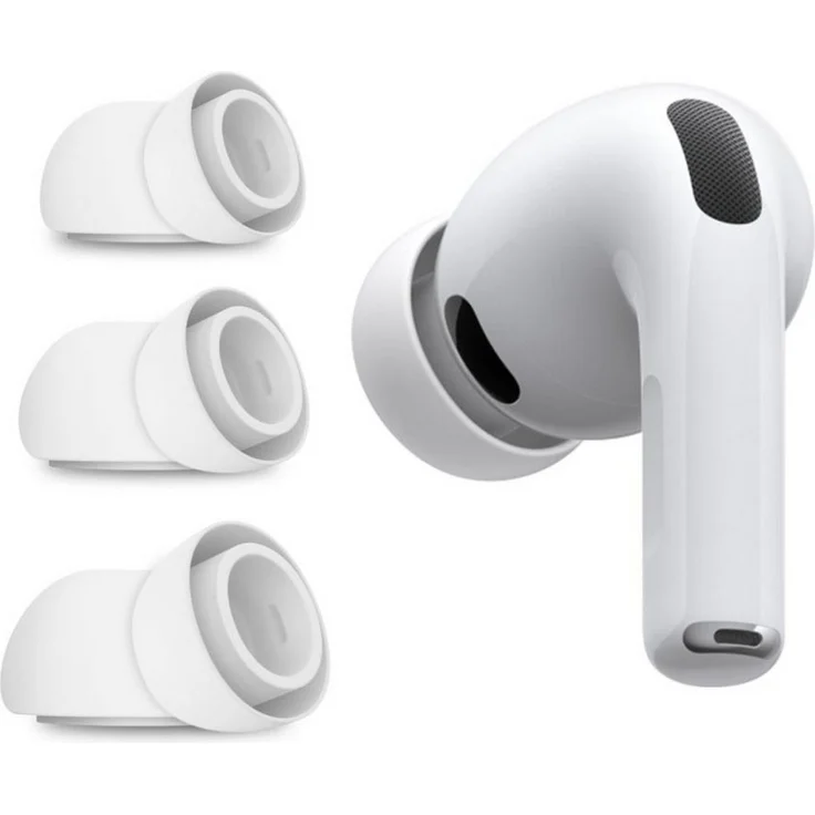 TECH PROTECT Silikon-Ohrstöpsel für AirPods Pro 3, Optimale Passform in Weiß, 3 Größen (S, M, L)