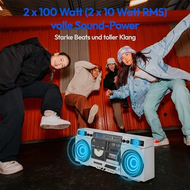 Medion LIFE P66538 Retro-Boombox, Radio mit Bluetooth, Weiss – Bild 2