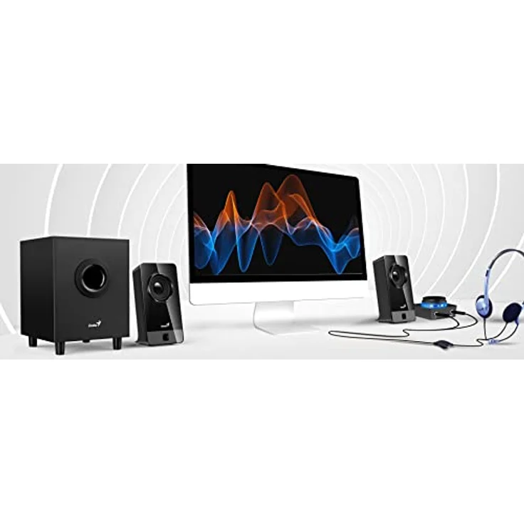 Genius Set 2.1 SW-2.1 300X PC-Lautsprecher, 10 Watt RMS, Schwarz – Bild 4