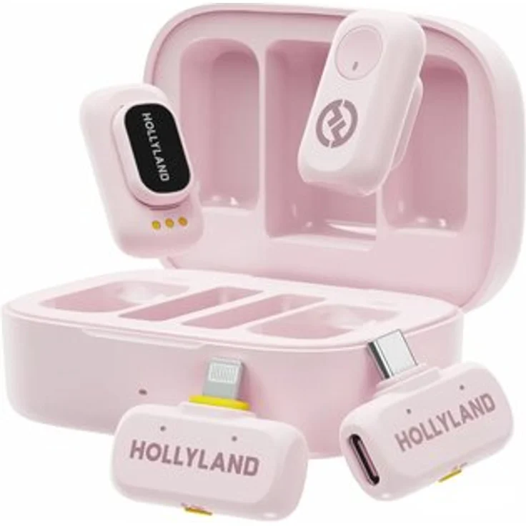 Hollyland Lark A1 Combo Cloud Pink, Kabelloses Mikrofon mit 48 kHz High-Fidelity-Klang, 54 Stunden Akkulaufzeit und Geräuschunterdrückung