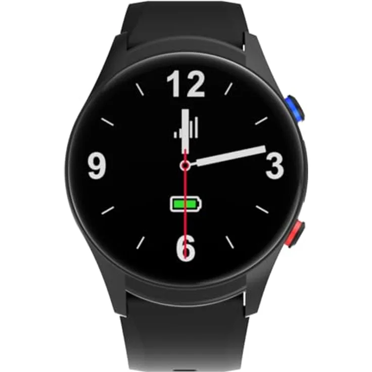 NikuTRAX Notrufuhr für Senioren NPC360S mit GeoTRAX Portal, 4G/LTE, AMOLED Display, Pulsoxymetrie, Blutdruckmessung, Temperaturmessung, Schrittzähler, GPS, blau