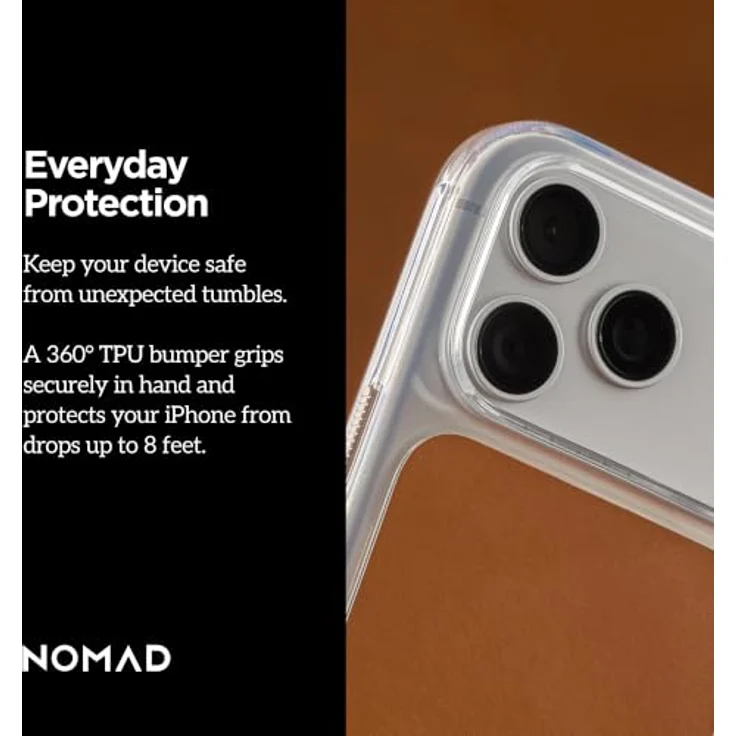 Nomad Clear Leather Case - saddle (Horween) für iPhone 18 Pro Max/17 Pro Max, transparentes Design mit echtem Horween-Leder – Bild 5
