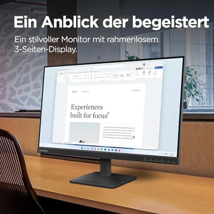 Lenovo L24-4e, 23.8" Full HD WLED Monitor, 1920x1080, 100 Hz, 4ms Reaktionszeit, IPS-Panel, HDMI & VGA, entglare, raven schwarz – Bild 5