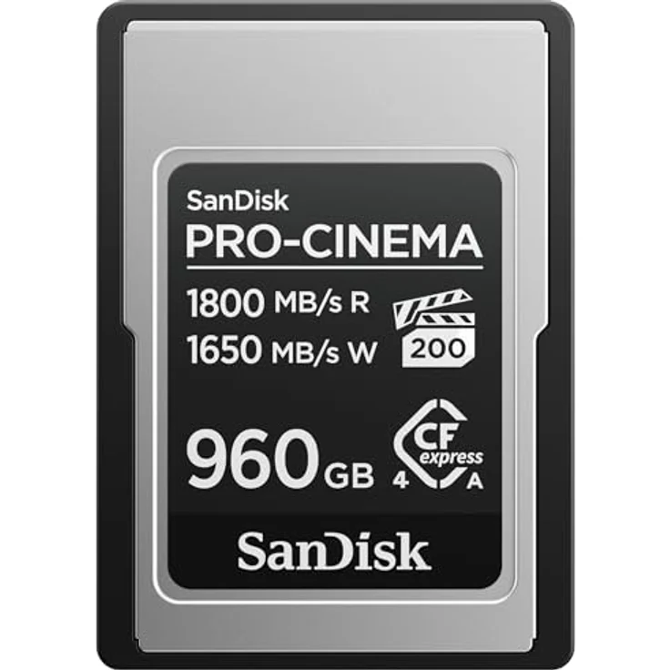 SanDisk PRO-Cinema CFexpress Type-A-Speicherkarte 960 GB, Lesegeschwindigkeiten bis zu 1.800 MB/s, Schreibgeschwindigkeiten bis zu 1.650 MB/s, 4K/6K/8K, VPG200, robust und staubgeschützt – Bild 1