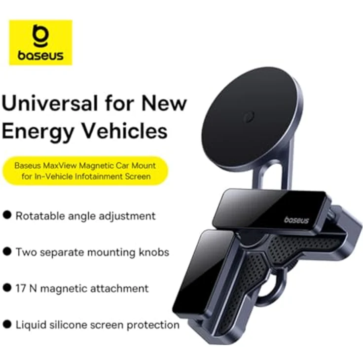 Baseus MaxView Magnetische Auto-Halterung, für Infotainment-Bildschirm, kompatibel mit Smartphones, Space Grau – Bild 5