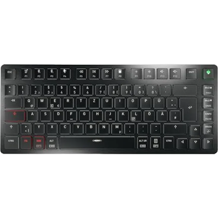 CHERRY KW X ULP 2.0 MINI, Ultra Flache Mechanische Kompakt-Tastatur, Deutsches Layout (QWERTZ), Multi-Device-Funktion für 4 Geräte, Schwarz – Bild 1