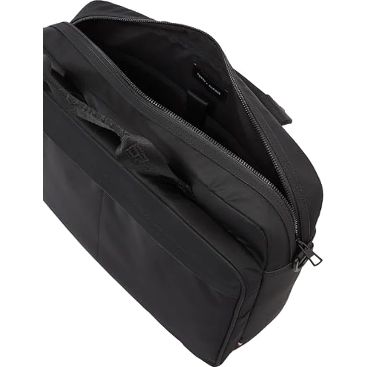 Tommy Hilfiger TH REPREVE COMPUTER BAG, Unisex Laptoptasche aus Lederimitat mit verstärktem Traggriff, schwarz – Bild 4