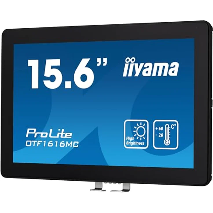 iiyama Prolite OTF1616MC-B1 15,6" VA LED-Monitor Full-HD Semi-Outdoor Open Frame 10 Punkt Multitouch kapazitiv 935 cd/m² VGA HDMI DP RJ45 IP65 7H Touch-durch-Glas Ant-Fingerprint, Schwarz – Bild 3