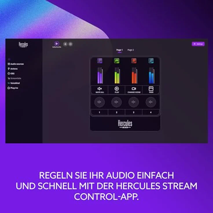 Hercules Stream Starter Kit – Audio-Set zum Streamen mit Stream 100 Controller, HUD-600 USB-Mikrofon & 3 Monate Voicemod Pro, High-Brightness-LCD-Display, 4 dynamische VU-Meter, 8 zuweisbare Aktionstasten – Bild 5