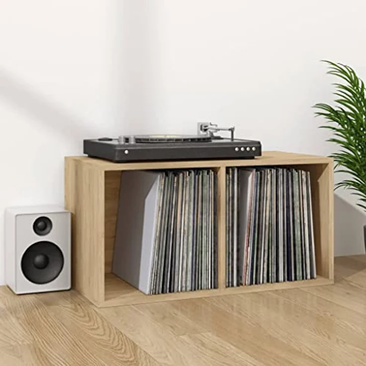 vidaXL Schallplatten-Aufbewahrungsbox Sonoma Eiche 71×34×36 cm – Bild 3