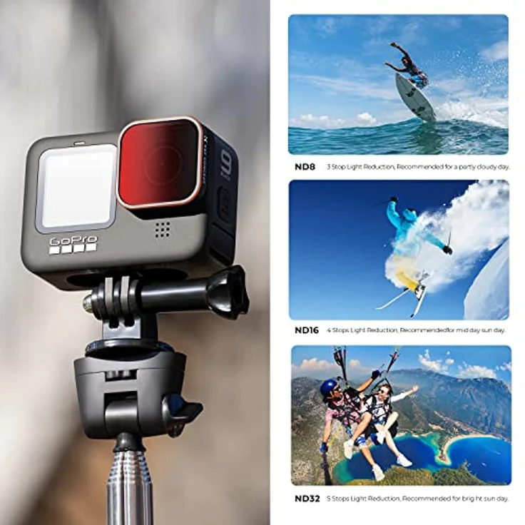 K&F Concept Standard Day - 4 Pack Filtersets(ND8, ND16,ND32,CPL) für GoPro Hero12 Black, Hero11, Hero10, Hero9 Black - GimbalSafe, optisches Glas, Bajonettdesign – Bild 3