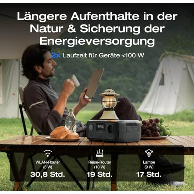EF ECOFLOW River 3 Tragbare Powerstation, 245 Wh LFP Batterie, bis zu 600 W Leistung, 10 ms USV, 30% kompakt, ideal für Camping und Outdoor – Bild 2