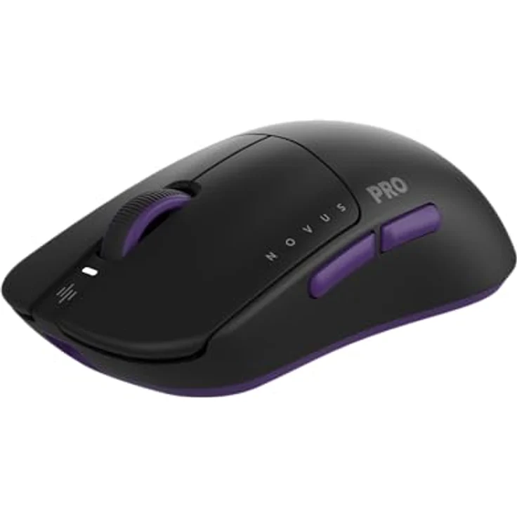 Dark Project Novus Pro Wireless Gaming-Maus, ultra-leicht mit 48g, PixArt PAW3395 Sensor, 26K DPI, 8K Hz Abtastrate, 6 programmierbare Tasten, bis zu 70 Stunden Akkulaufzeit, Schwarz/Lila – Bild 1