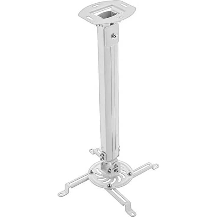 deleyCON Universal Beamerhalterung Deckenhalterung +-15° Neigbar - 360° Drehbar - bis 13,5Kg - Höhenverstellbar 545mm-900mm - Kabelführung - Weiß – Bild 1