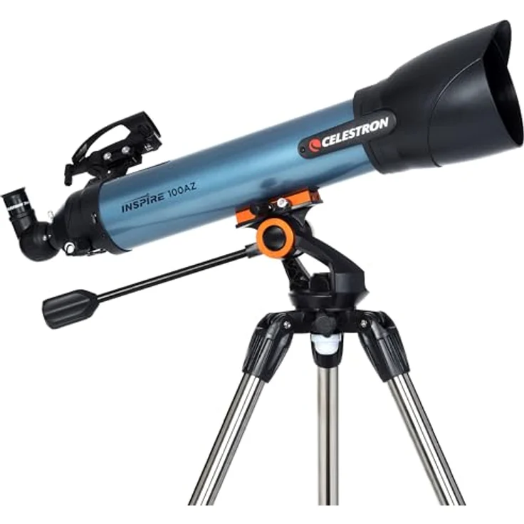 Celestron 22403 Inspire 100AZ Refraktor-Smartphone-Adapter integriert, Refraktor – Blau – Bild 2