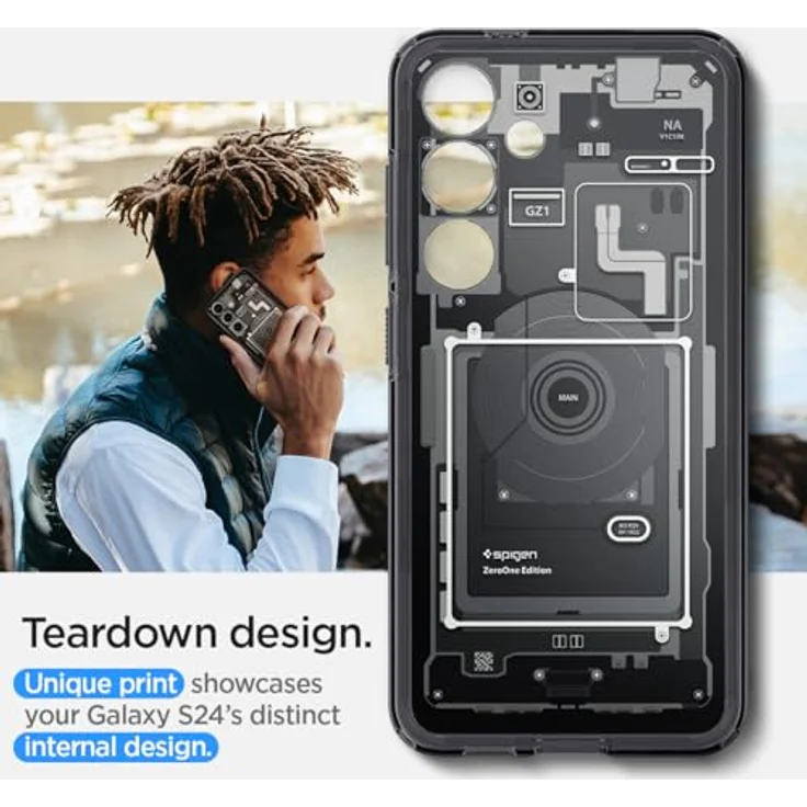 Spigen Ultra Hybrid Zero One Handyhülle für Samsung Galaxy S24 - PC Platte und TPU-Rahmen, Schutzrand für Display und Kamera, Air Cushion Technologie, maßgeschneidert, transparent – Bild 4