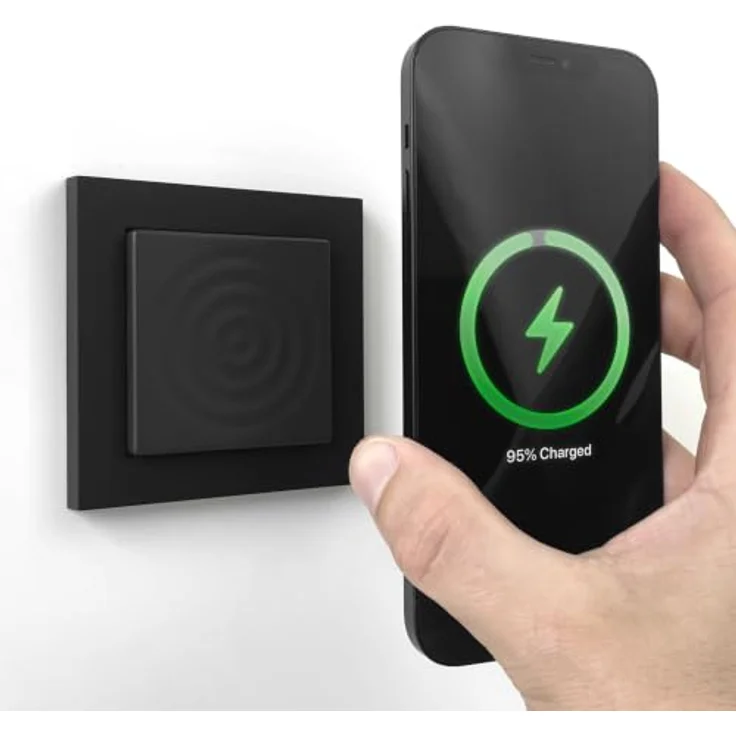 Smart Things WallBase 55, Induktions-Ladegerät 15W mit magnetischer Qi-Technologie, Schwarz – Bild 1