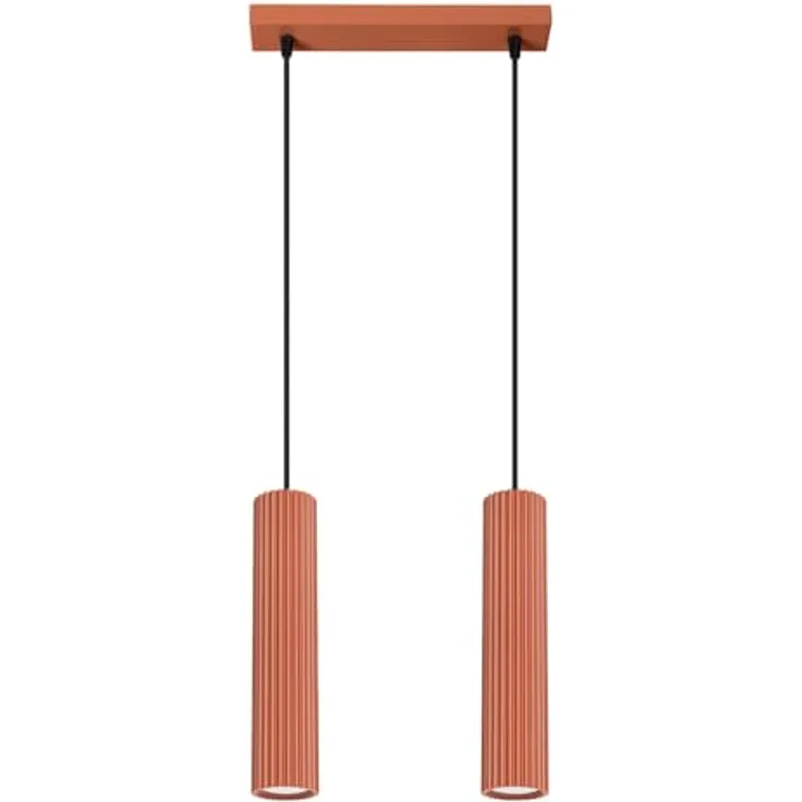 SOLLUX lighting Hängelampe Pendelleuchte Aluminium 2 Flammig 30 x 6,5 x 16,5 cm Karbon Ockerrot