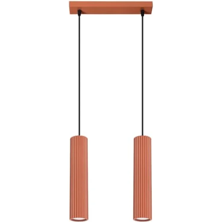 SOLLUX lighting Hängelampe Pendelleuchte Aluminium 2 Flammig 30 x 6,5 x 16,5 cm Karbon Ockerrot – Bild 1