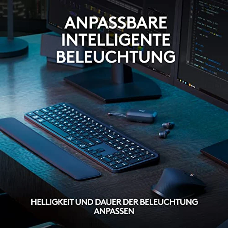 Logitech MX Keys S kabellose Tastatur, Low Profile, Fluid Quiet Typing, Programmable Keys, Backlighting, Bluetooth, USB C Rechargeable, für Windows PC, Linux, Chrome, Mac, Deutsches QWERTZ - Grau – Bild 4