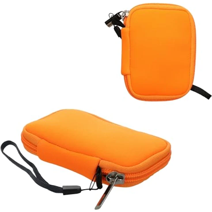 kwmobile In-Ear Kopfhörer Tasche - Neopren Cover Case - 6 x 9 cm - Etui in Neon Orange – Bild 5
