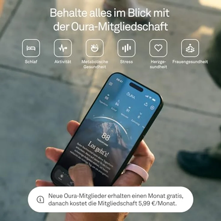 Oura Ring 4 Ceramic (Größe 13, Midnight), Smart Ring mit über 40 biometrischen Werten und 5–8 Tagen Akkulaufzeit, blau – Bild 4