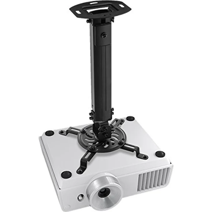 deleyCON Universal Beamerhalterung, Deckenhalterung schwarz, neigbar ±15°, drehbar 360°, höhenverstellbar 380-580mm, bis 13,5kg belastbar, mit Kabelführung – Bild 2