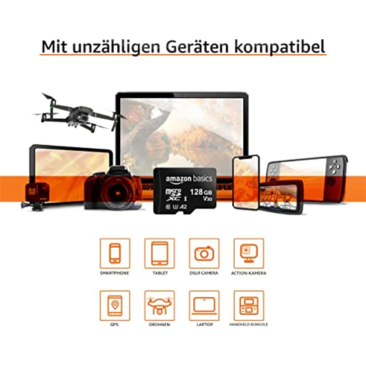 Amazon Basics – MicroSDXC-Speicherkarte, 128 GB, mit SD-Adapter, A2, U3, 100 MB/s max. Lesegeschwindigkeit – Bild 5