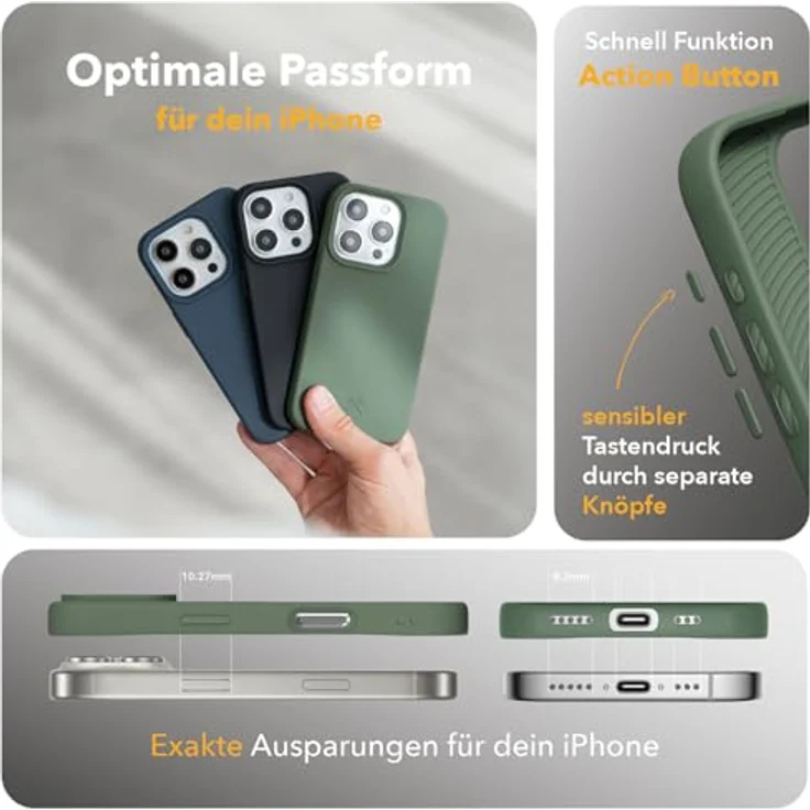 Woodcessories - BioCase, Magnetische Handyhülle für iPhone 16 Pro kompatibel mit MagSafe, Hülle mit Magnet grün - Nachhaltig aus Pflanzen – Bild 3