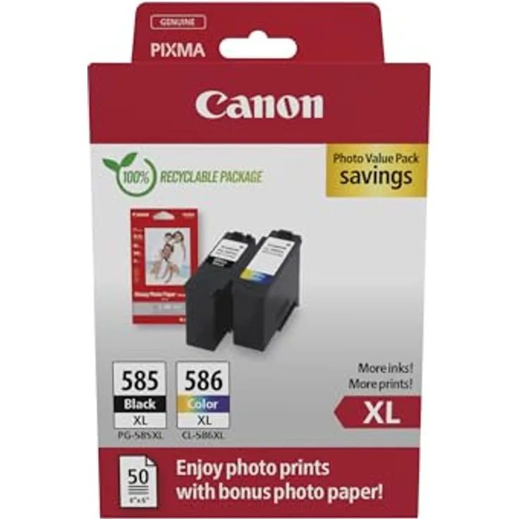 Canon Druckerpatrone PG-585 XL / CL-586 XL Photo Value Pack, vierfarbig (M, C, Y, BK)