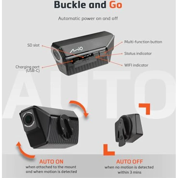Mio MiVue MP30, Dashcam mit WLAN, integriertem Mikrofon, Nachtsicht, GPS-Empfänger und Beschleunigungssensor, Schwarz – Bild 4
