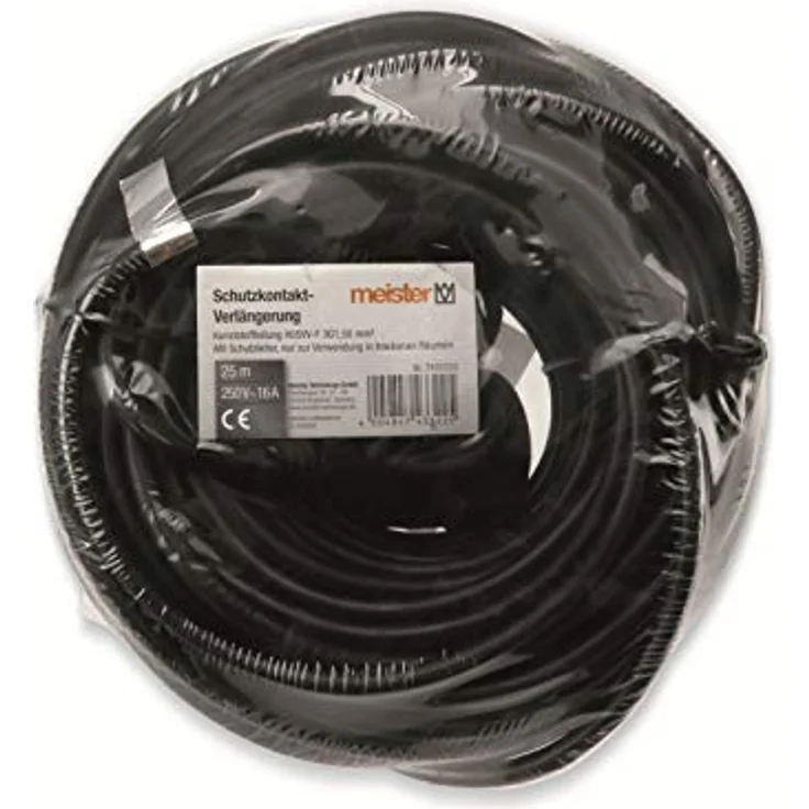 Meister Schutzkontakt-Verlängerung - 25 m Kabel - schwarz - Kunststoffleitung - IP20 Innenbereich - Verlängerungskabel mit Kindersicherung - Schuko-Verlängerung - 7433220 – Bild 4