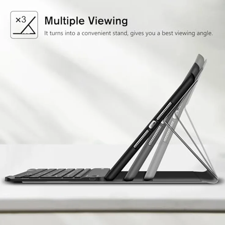 Fintie Tablet-Hülle für iPad 9.7 2018 (6. Gen) mit magnetisch QWERTZ Bluetooth Tastatur, Soft TPU Rückseite Gehäuse Keyboard Case mit eingebautem Pencil Halter, Schwarz – Bild 3